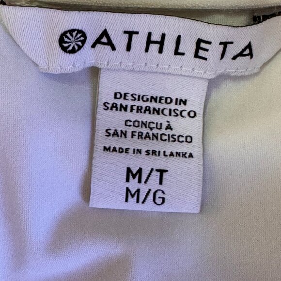 Athleta Ultimate Train Tee Nylon Elastane White Crew Neck Short Sleeve Med Tall - Picture 5 of 6